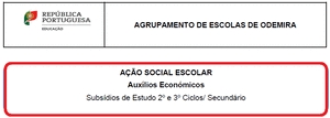 Aux&iacute;lios Econ&oacute;micos (Subs&iacute;dios) para o ano letivo 2020/2021