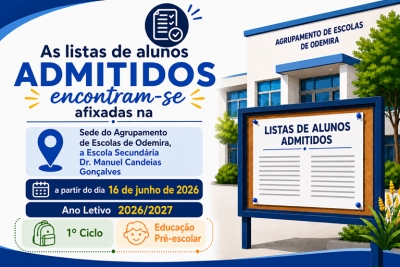 Listas de Admitidos (pr&eacute;-escolar e 1.&ordm; ano de escolaridade)