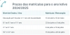 Prazos das matr&iacute;culas para o ano letivo 2024/2025 (alterada)